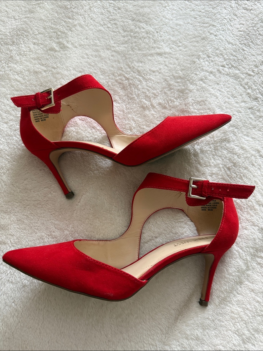 Nine West Red Pointed Toe Wrap Ankle Strap Heels - Picture 3 of 5